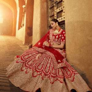 Red velvet and zari Lehenga