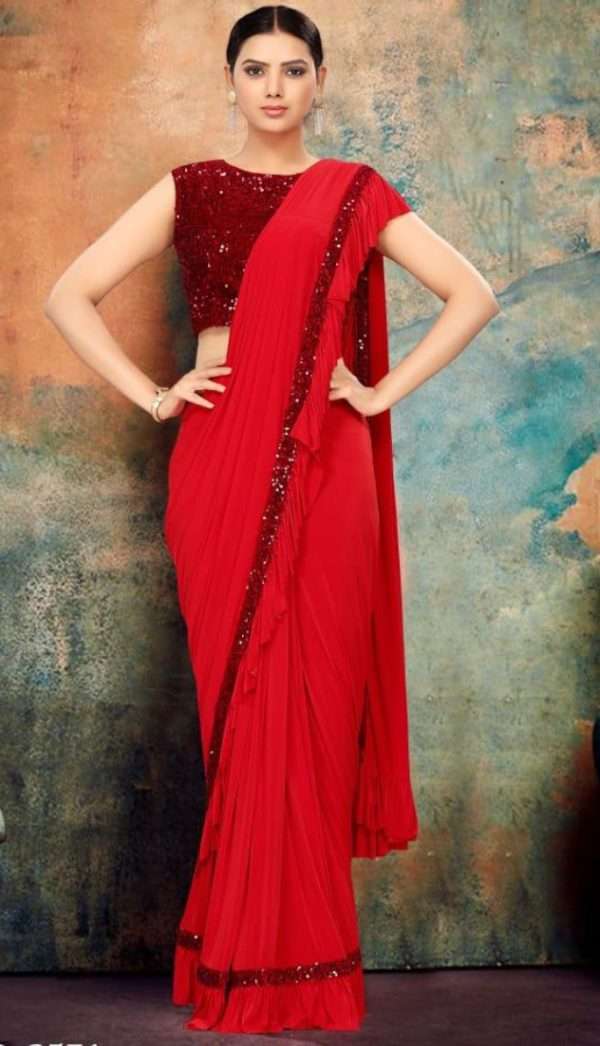 Stitched Lycra Sequins Saree