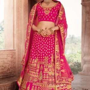 Magenta Bridal Lehenga in Silk