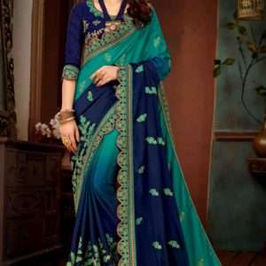 Chinon Silk Saree with Heavy Embroidery