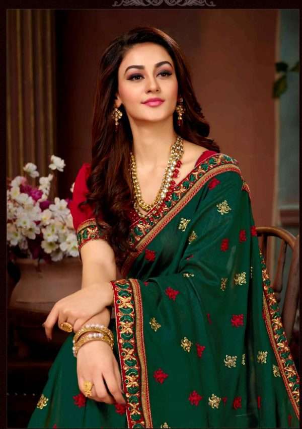 Silk  Sarees with Heavy Embroidery  Six yards of sheer elegance!.. Look royally glam in this exquisite saree with heavy embroidery work.  