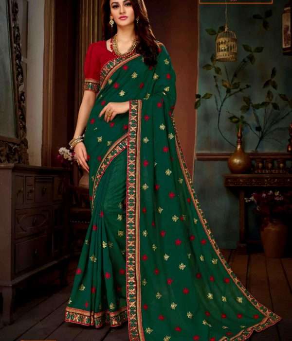 Silk  Sarees with Heavy Embroidery  Six yards of sheer elegance!.. Look royally glam in this exquisite saree with heavy embroidery work.  