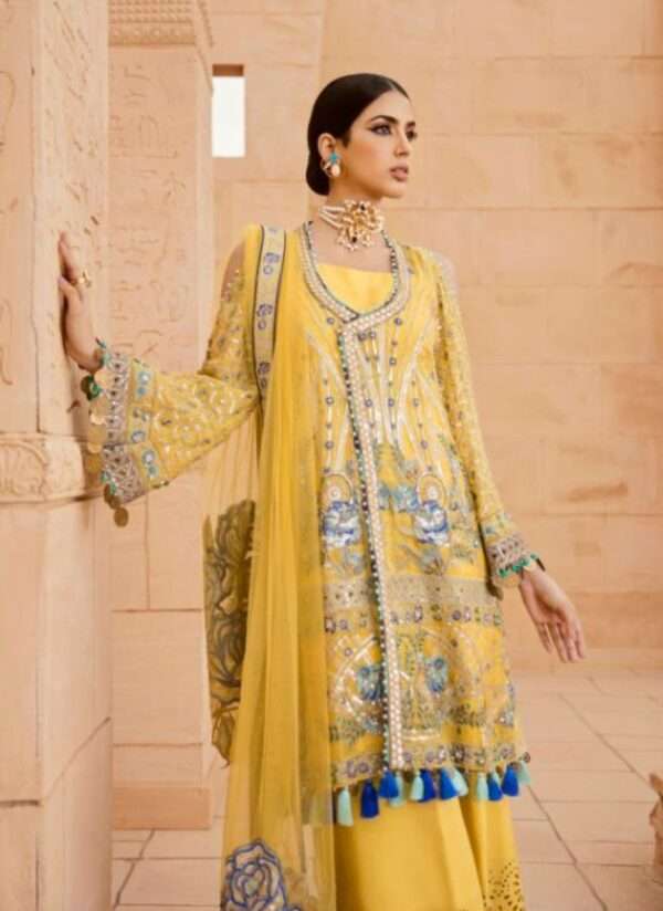 Yellow Georgette Designer Suit with Heavy Embroidery