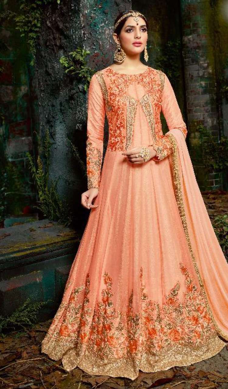 peach anarkali suits