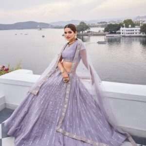 Lavender Pre bridal Silk Lehenga