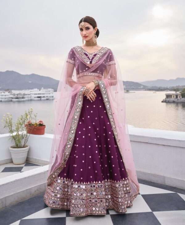 Wine Designer Silk Lehenga