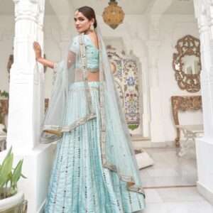 Sky Blue Designer Silk