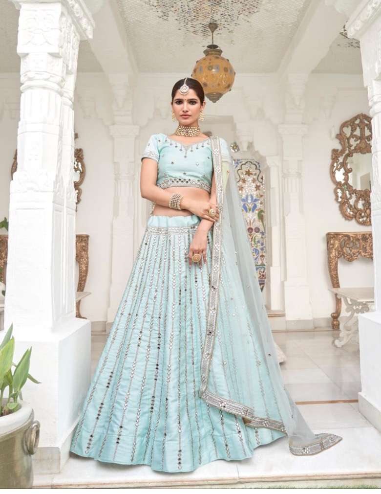 simple sky blue lehenga