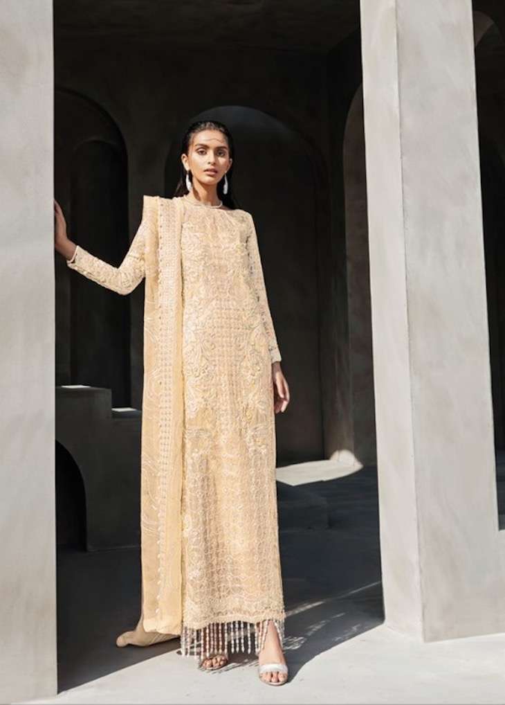 Yellow Georgette Latest Designer Pant Suit With Embroidery Work main image 1