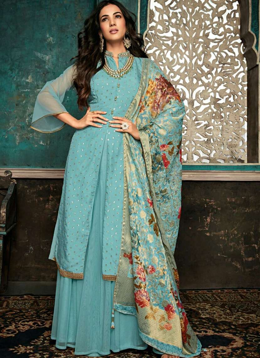 Designer Pure Silk Suit Crafted with Embroidery #CFW