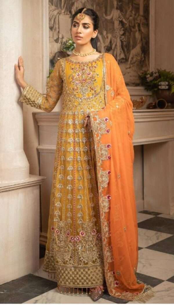 Yellow Net Designer Suit