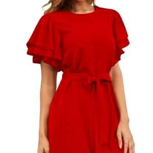 Red Solid Evening dress