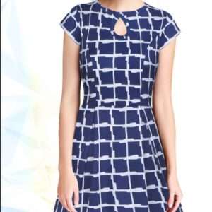 Navy Blue Checkers Dress