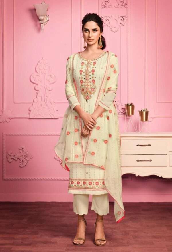 Pale Yellow Designer Georgette Suit