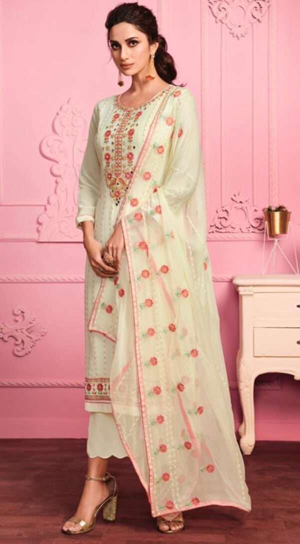 Pale Yellow Designer Georgette Suit