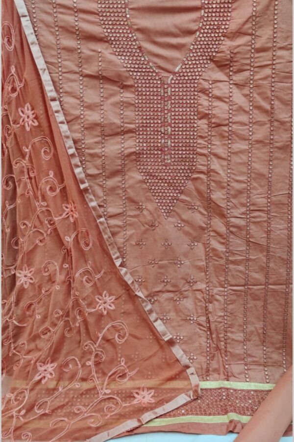 Cotton Suit Dupatta with Sequins Embroidery