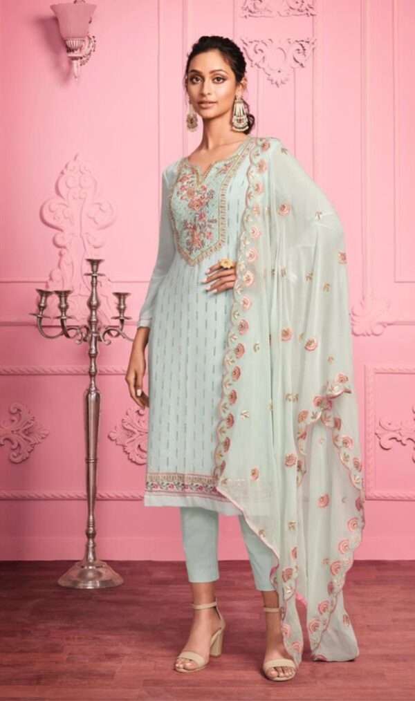 Misty Teal Georgette Suit