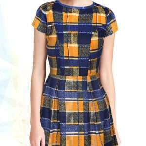 yellow blue checkered dress