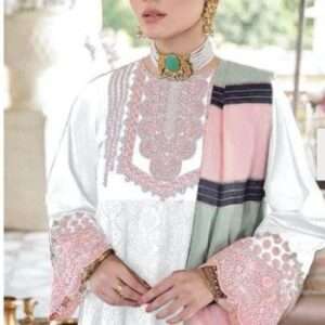 White Cotton Suit heavy Embroidered