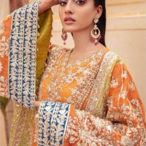 Organza Dupatta Suit with Embroidery