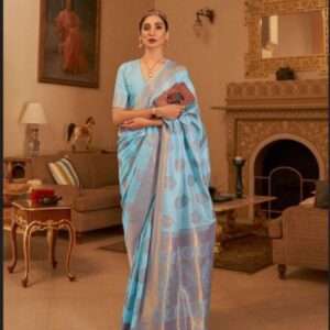 Sky Blue Handloom Silk Saree