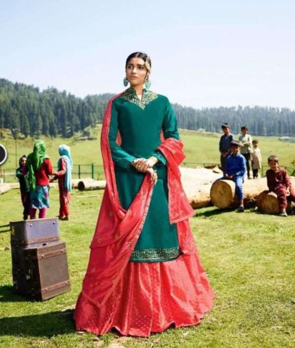 Satin Georgette Suit with Embroidery