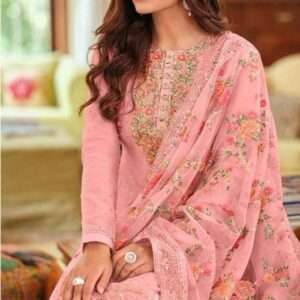 Viscose Silk Suit with Heavy Embroidery