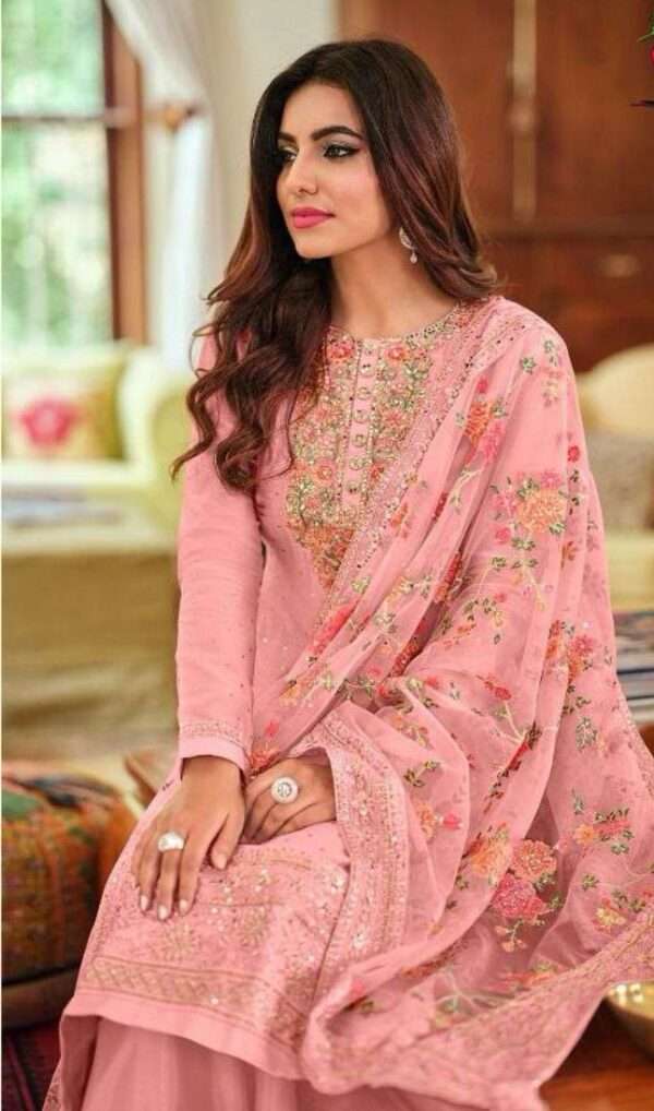 Viscose Silk Suit with Heavy Embroidery