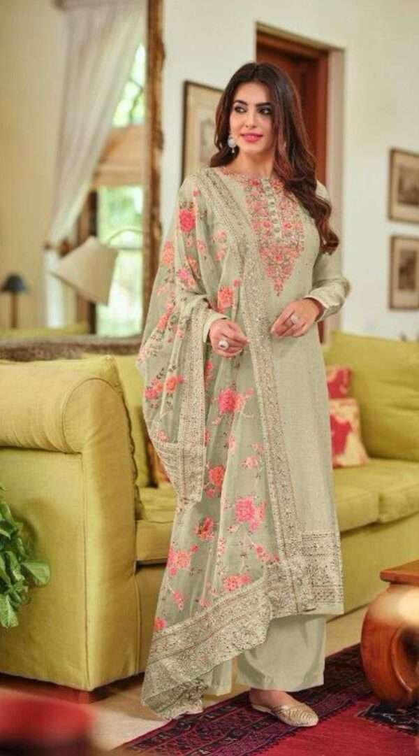 Viscose Silk Suit with Heavy Embroidery