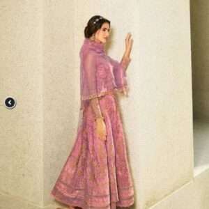 Pink Embellished Net Suit