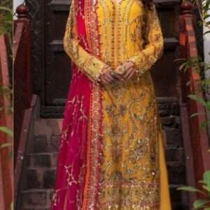 Yellow Georgette Embroidered Suit