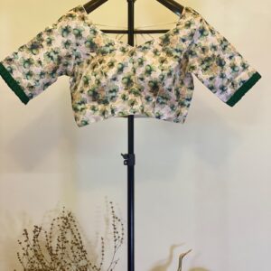 Silk Floral Green Blouse