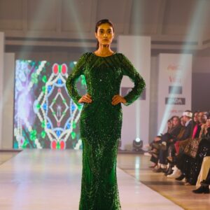 Z by Rehan Green Cocktail Gown