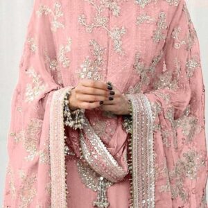 Pink Embellished Georgette Suit with Dupatta