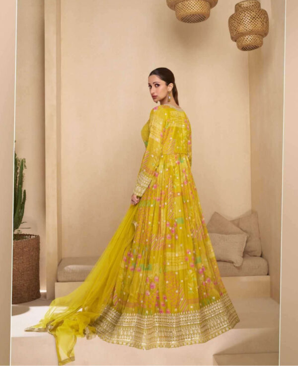 Elegant Yellow Fusion Gown Suit